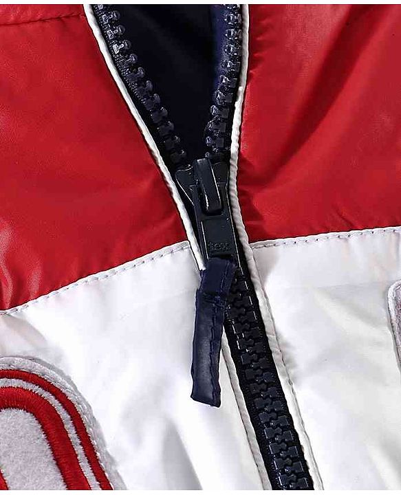 Babyhug Full Sleeves Hooded Padded Jacket - Red Navy