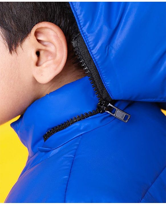 Babyhug Full Sleeves Padded Jacket Rocket Patch - Blue