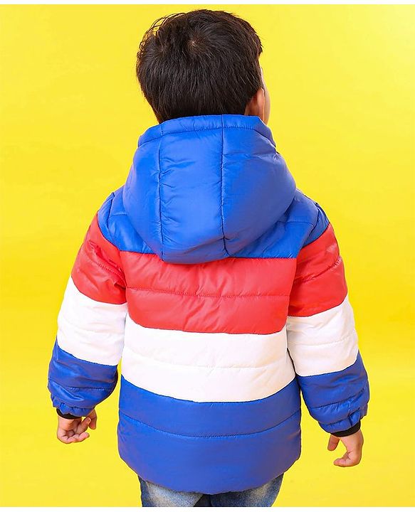 Babyhug Full Sleeves Padded Jacket Rocket Patch - Blue