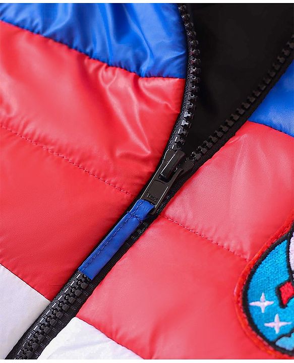 Babyhug Full Sleeves Padded Jacket Rocket Patch - Blue