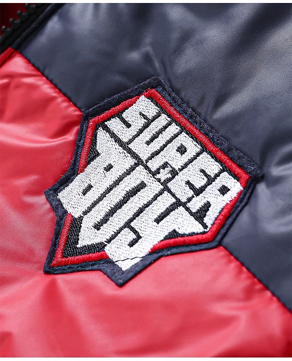 Babyhug Full Sleeves Hooded Padded Jacket - Red Navy
