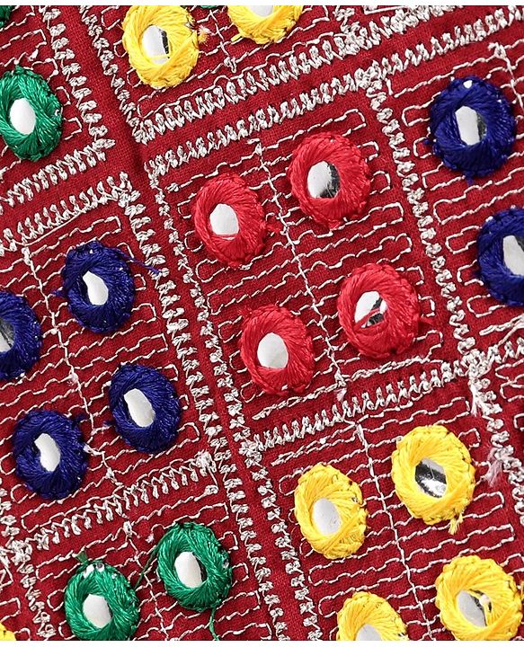 Babyhug Angarkha Style Kurta & Bandhani Dhoti Mirror Detail - Red