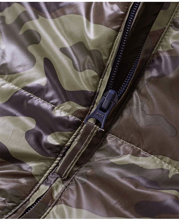 Babyhug Full Sleeves Hooded Padded Jacket - Olive Green