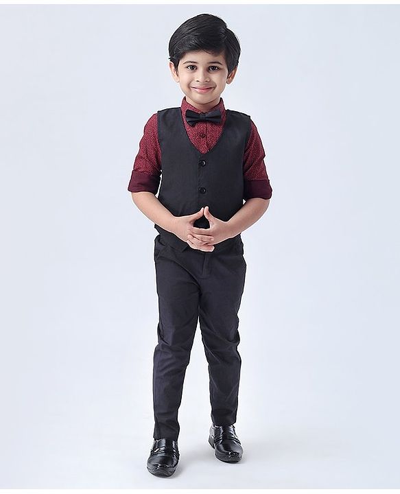 Babyhug Full Sleeves Party Suit - Maroon