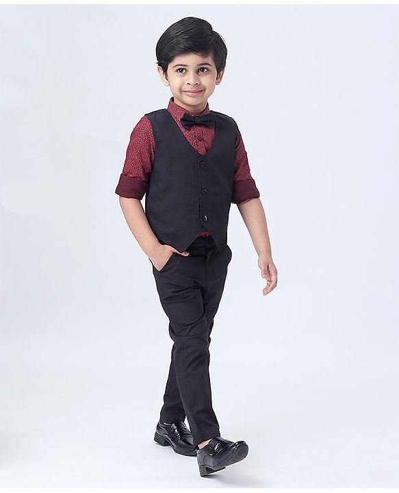 Babyhug Full Sleeves Party Suit - Maroon