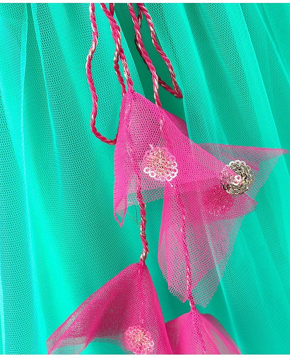 Babyhug Sleeveless Embroidered Choli Lehenga & Dupatta Set - Fuchsia Pink & Green