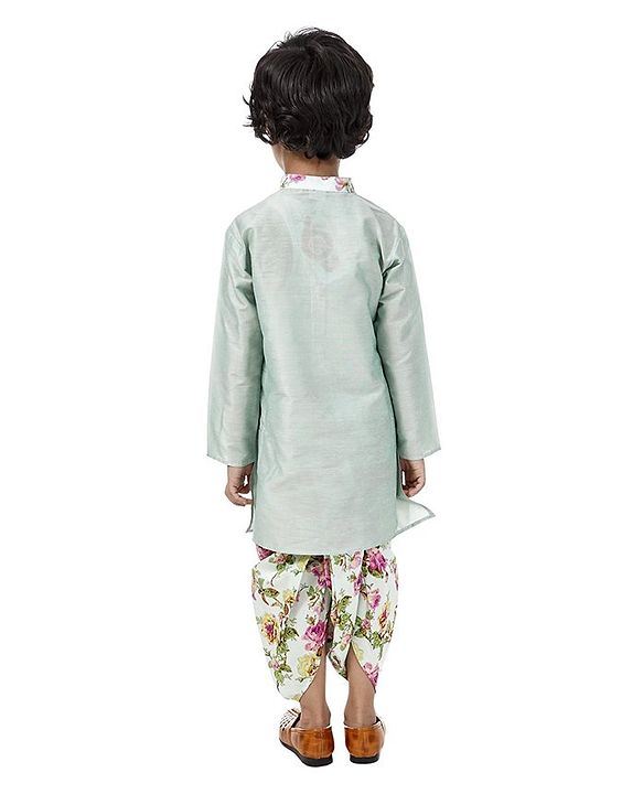 Babyhug Full Sleeves Dhoti Kurta Set Floral Print - Light Green