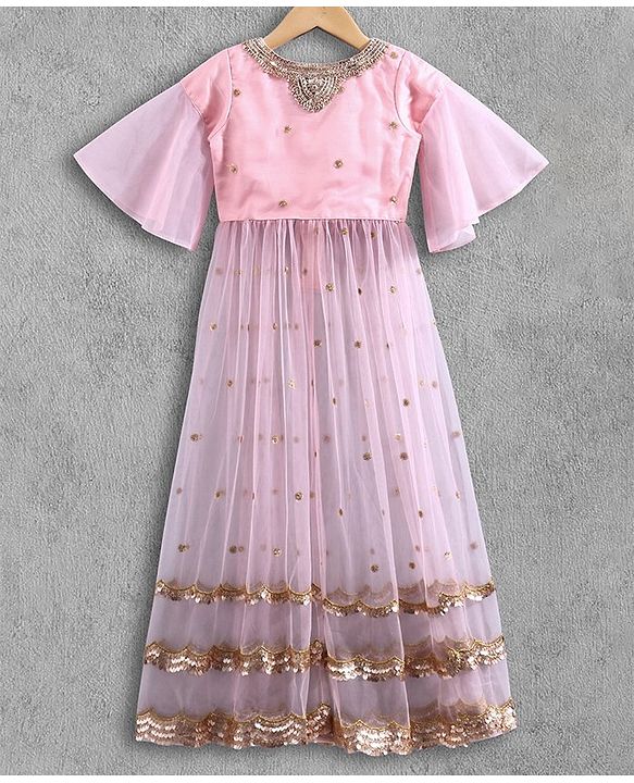 Babyhug Half Sleeves Full Length Kurta With Pants & Dupatta - Light Pink