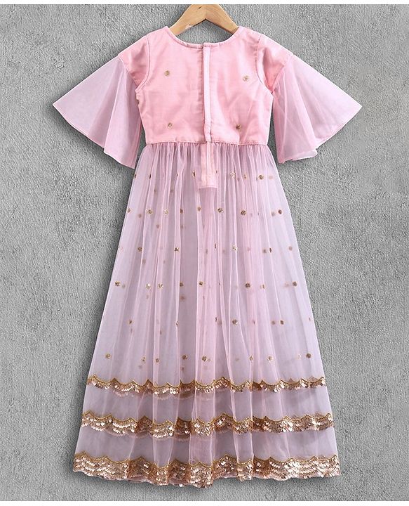Babyhug Half Sleeves Full Length Kurta With Pants & Dupatta - Light Pink