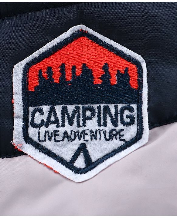 Babyhug Full Sleeves Padded Jacket Camping Patch - Navy Grey