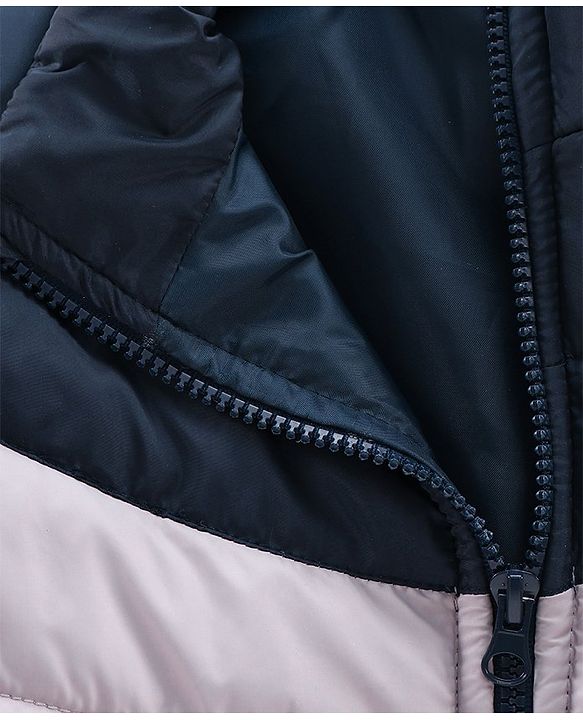 Babyhug Full Sleeves Padded Jacket Camping Patch - Navy Grey