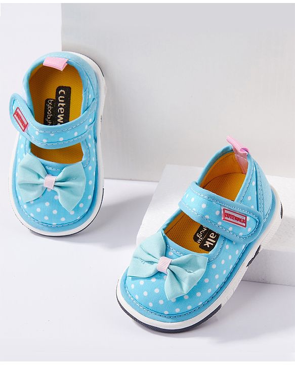 Cute Walk by Babyhug Canvas Shoes Bow Applique - Blue