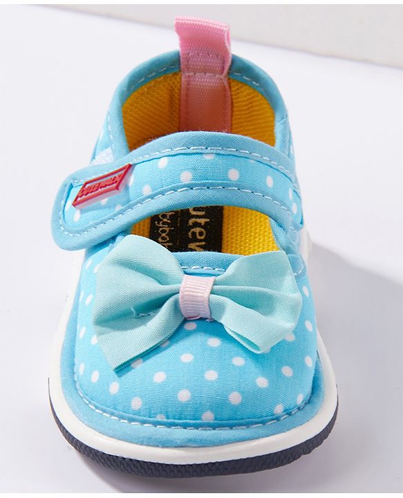 Cute Walk by Babyhug Canvas Shoes Bow Applique - Blue