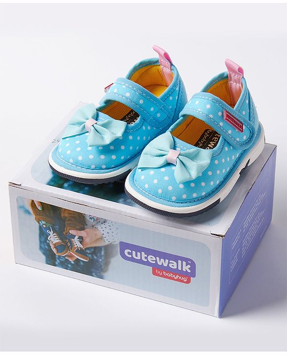 Cute Walk by Babyhug Canvas Shoes Bow Applique - Blue