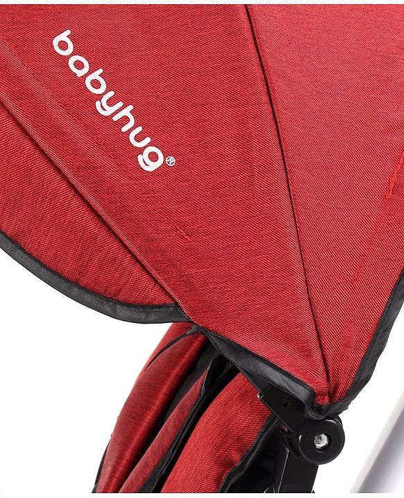 Babyhug Prodigy Plug & Play 7 in 1 Stroller Trike with Foldable Frame|360° Rotatable Seat|Rubber Wheels with Brakes|Parental Handle with Canopy|Storage Basket with Bell for Boys & Girls - Red