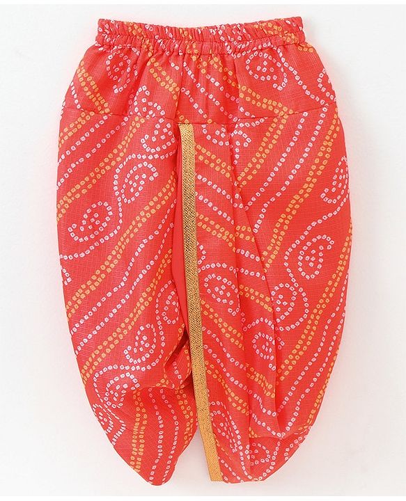 Babyhug Full Sleeves Kurta & Dhoti Swan Embroidery - Yellow Orange