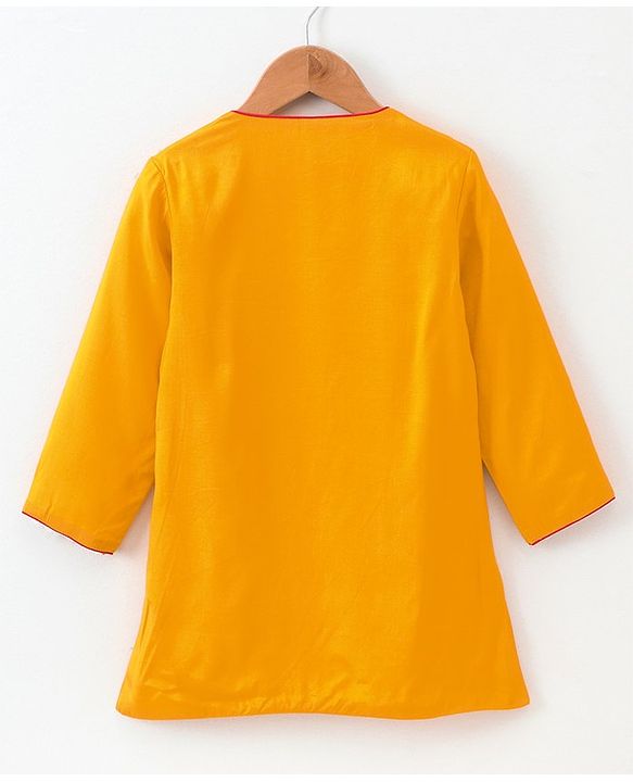 Babyhug Full Sleeves Kurta & Dhoti Swan Embroidery - Yellow Orange