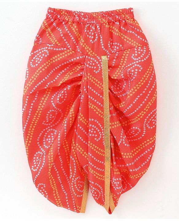Babyhug Full Sleeves Kurta & Dhoti Swan Embroidery - Yellow Orange