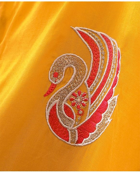 Babyhug Full Sleeves Kurta & Dhoti Swan Embroidery - Yellow Orange