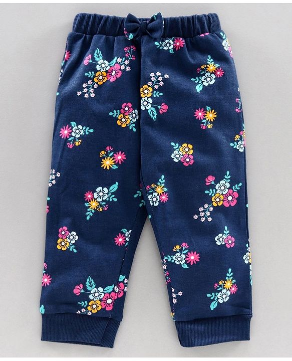 Babyhug Top Bottom & Hooded Jacket Floral Print - Pink Navy