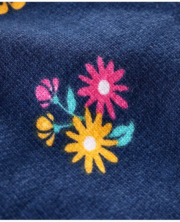 Babyhug Top Bottom & Hooded Jacket Floral Print - Pink Navy