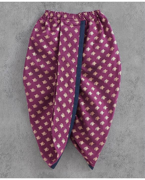 Babyhug Full Sleeves Kurta & Dhoti Floral Print - Navy Blue Violet