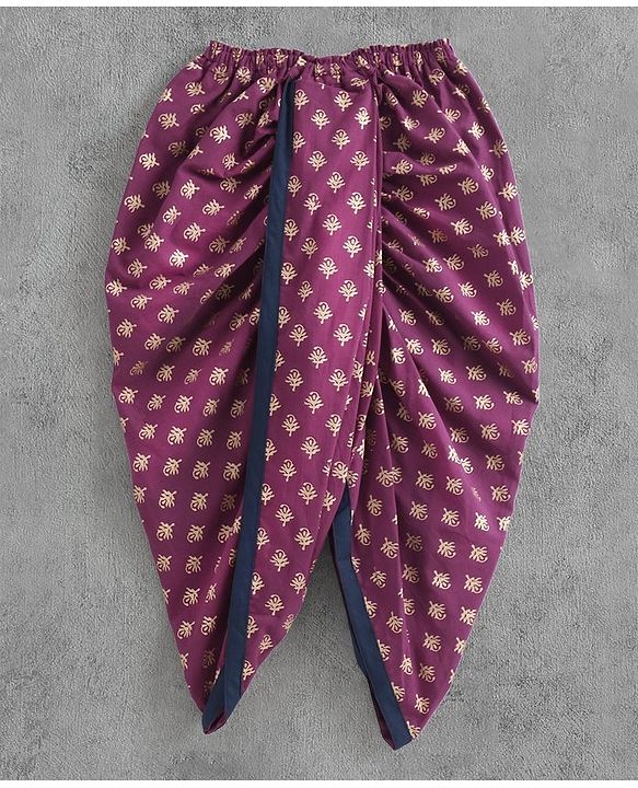 Babyhug Full Sleeves Kurta & Dhoti Floral Print - Navy Blue Violet