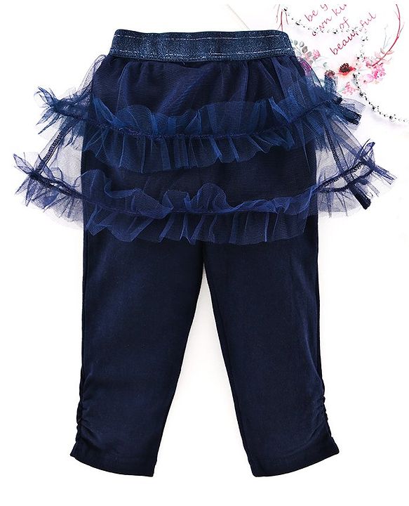 Babyhug Full Length Solid Color Skeggings - Navy Blue