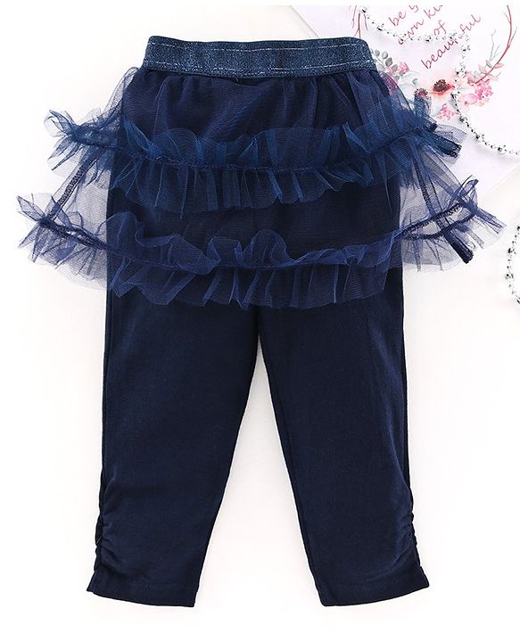 Babyhug Full Length Solid Color Skeggings - Navy Blue