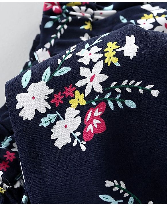 Babyhug Full Length Floral Printed Trouser - Navy Blue