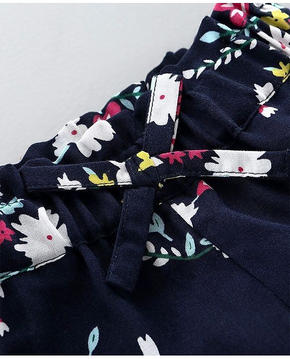 Babyhug Full Length Floral Printed Trouser - Navy Blue