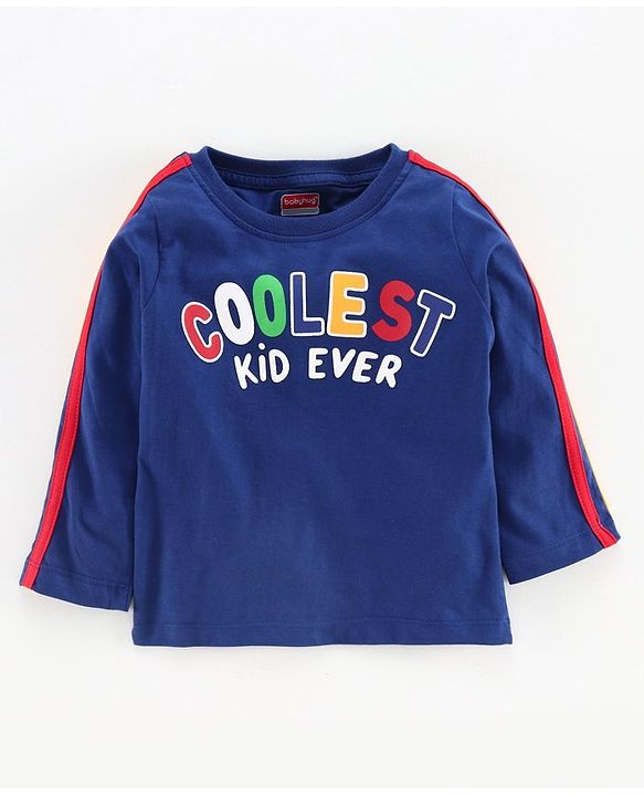 Babyhug Full Sleeves Tee Coolest Print - Navy Blue