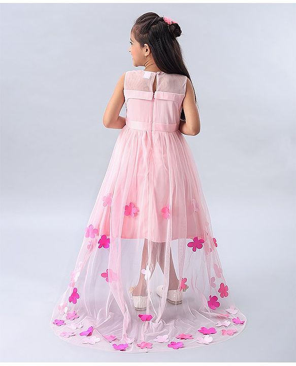 Babyhug Sleeveless Party Wear Frock Floral Embellishment - Pink - 3-4Y Pink