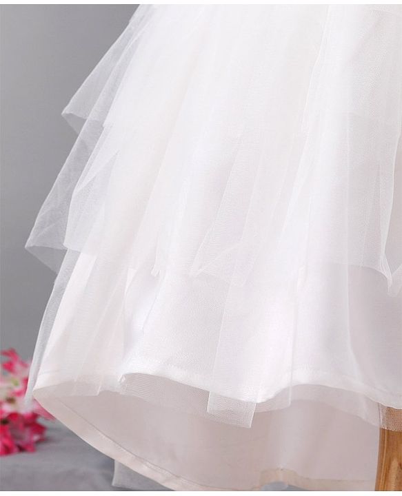 Babyhug Sleeveless Flared Frock with Sequin Embellished - White