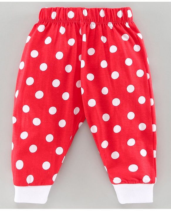 Babyhug Full Length Lounge Pant Polka Dot Print - Red