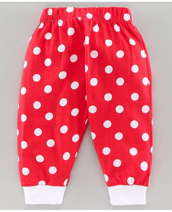 Babyhug Full Length Lounge Pant Polka Dot Print - Red