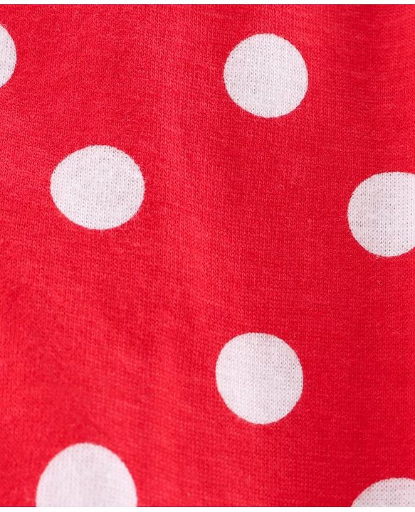 Babyhug Full Length Lounge Pant Polka Dot Print - Red