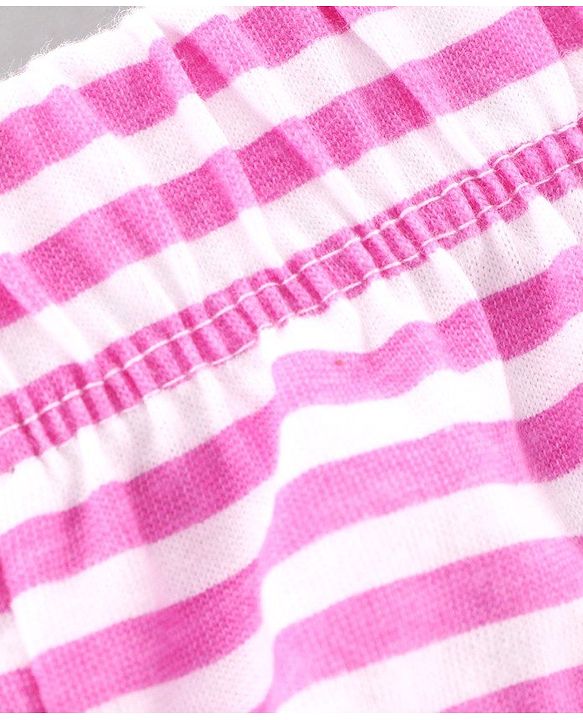 Babyhug Full Length Striped Lounge Pant - White Pink