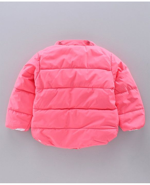 Babyhug Full Sleeves Padded Jacket Butterfly Patch Print - Pink