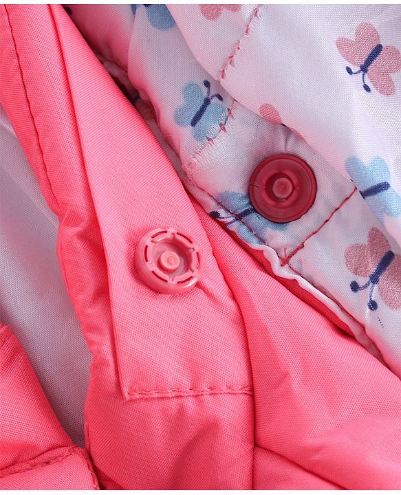 Babyhug Full Sleeves Padded Jacket Butterfly Patch Print - Pink