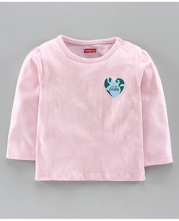 Babyhug Organic Cotton Full Sleeves Tee Heart Print Pack of 3 - Blue Pink Yellow