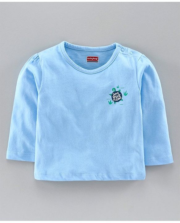 Babyhug Organic Cotton Full Sleeves Tee Heart Print Pack of 3 - Blue Pink Yellow