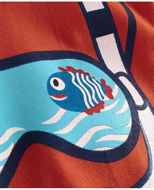 Babyhug Half Sleeves Tee Fish Print - Orange