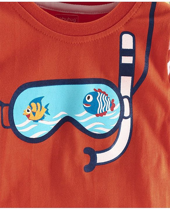 Babyhug Half Sleeves Tee Fish Print - Orange