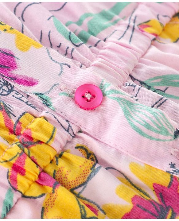 Babyhug Full Length Jumpsuit Floral Print - Pink