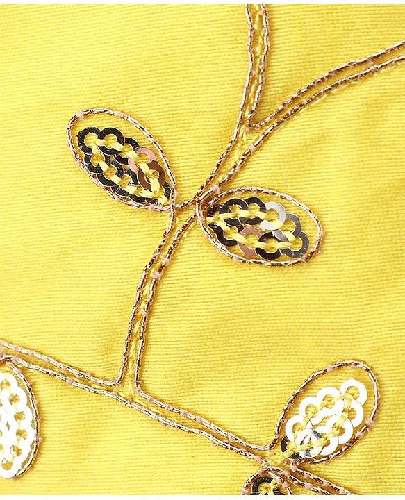 Babyhug Singlet Sleeves Choli with Lehenga & Dupatta Floral Sequin Embellishment - Yellow Pink