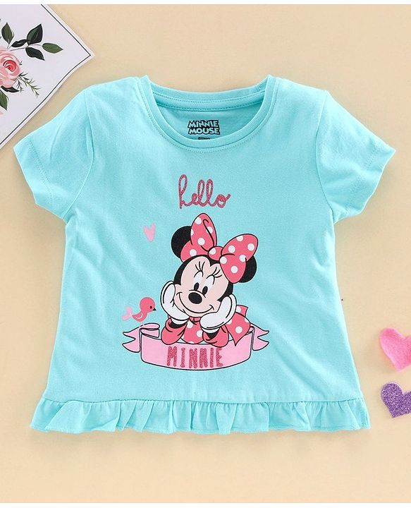 Babyhug Short Sleeves Top Minnie Mouse Print - Blue