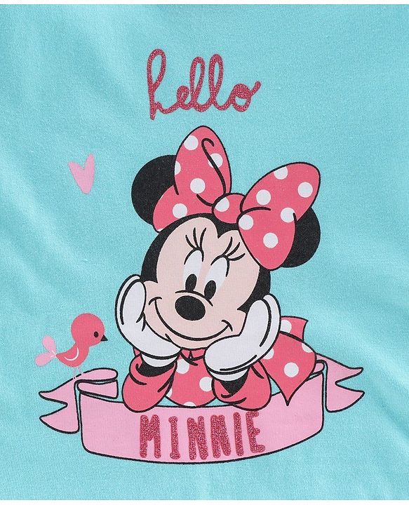 Babyhug Short Sleeves Top Minnie Mouse Print - Blue