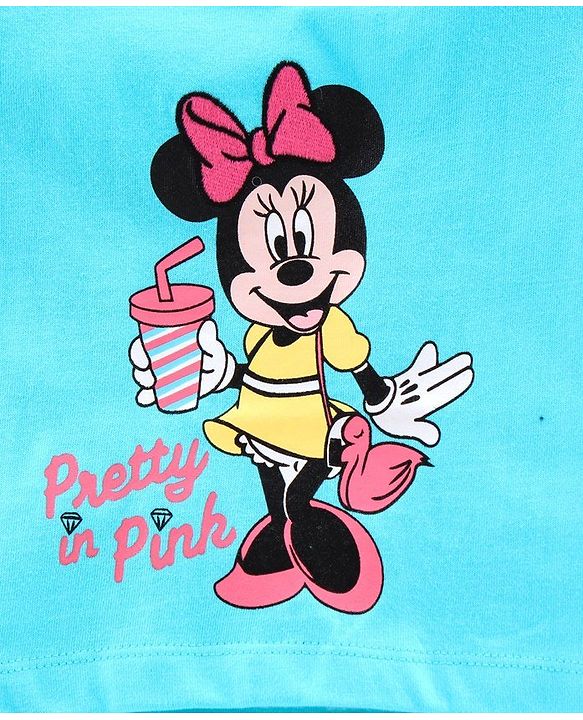 Babyhug Short Sleeves Biowashed Top Minnie Mouse Print - Blue
