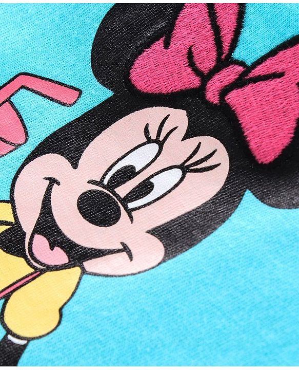 Babyhug Short Sleeves Biowashed Top Minnie Mouse Print - Blue